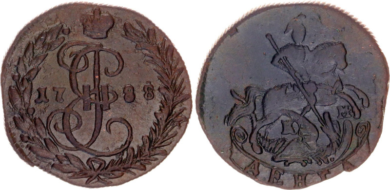 Russia Denga 1788 КМ R. Bit# 827 (R); Copper 5.01 g.; XF