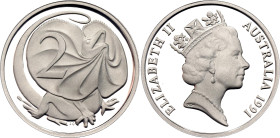 Australia 2 Cents 1991. KM# 79a, N# 160454; Silver 6.06 g., Proof; Elizabeth II; 25 Years Decimal Currency - Masterpieces in Silver; Mintage: 25000 pc...