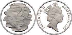 Australia 20 Cents 1991. KM# 82a, N# 160457; Silver 13.09 g., Proof; Elizabeth II; 25 Years Decimal Currency - Masterpieces in Silver; Mintage: 25000 ...