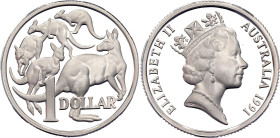 Australia 1 Dollar 1991. KM# 84a, N# 147692; Silver 11.50 g., Proof; Elizabeth II; 25 Years Decimal Currency - Masterpieces in Silver; Mintage: 25000 ...