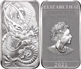 Australia 1 Dollar 2021 P. KM# 4135, N# 281971; Silver 31.10 g., Proof; Elizabeth II; Chinese Dragon Bullion Bar