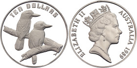 Australia 10 Dollars 1989 Piedfort. KM# P1, N# 127622; Silver 40.00 g., Proof; Elizabeth II; Birds of Australia - Kookaburra; Mintage: 15000 pcs