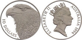 Australia 10 Dollars 1994 Piedfort. KM# P6, N# 71441; Silver 40.00 g., Proof; Elizabeth II; Birds of Australia - Wedge-tailed Eagle; Mintage: 14134 pc...