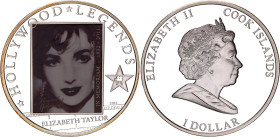 Cook Islands 1 Dollar 2011. N# 184568; Silver plated copper-nickel 27 g., Proof; Elizabeth II; Liz Taylor in Memoriam; Mintage 2011 pcs.