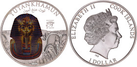 Cook Islands 1 Dollar 2012. N# 57145; Silver plated copper 27 g., Proof; Elizabeth II; History of Egypt – Toutankamon; Mintage 5000 pcs.