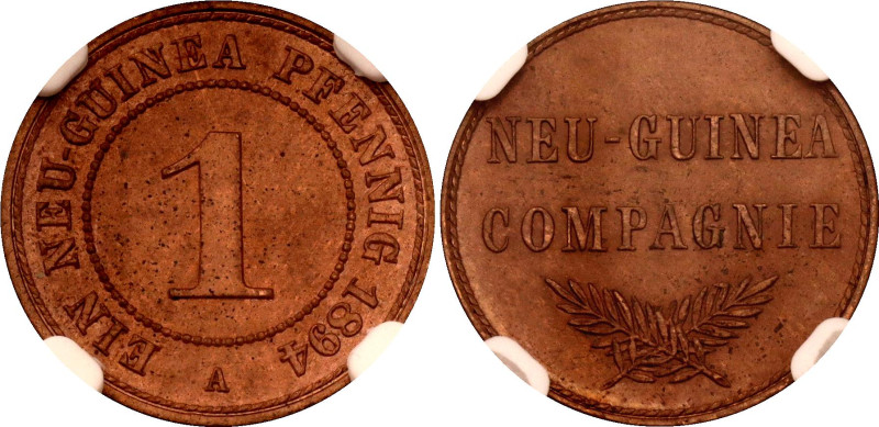 German New Guinea 1 Pfennig 1894 A NGC UNC. KM# 1, J. 701, N# 21760; Copper; Wil...