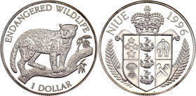 Niue 1 Dollar 1996. KM# 113, N# 54650; Silver 10.05 g., Proof; Elizabeth II; Endangered Wildlife - Jaguar