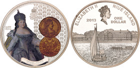 Niue 1 Dollar 2013. KM# 1170, N# 55080; Silver 26.15 g.; Replicas of the Russian Emperor coins - Anna Ioannova