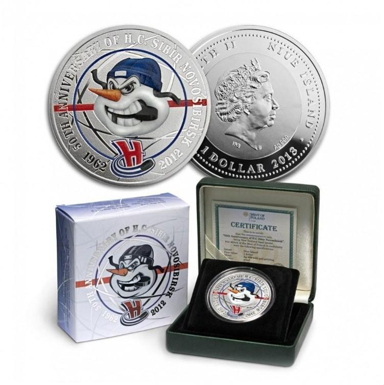 Niue 1 Dollar 2013 Hockey Club Sibir. Silver (.999) 1 Oz., Proof; Hockey Club Si...