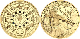 Samoa 20 Cents 2021. Gold plated copper; The Gods of Ancient Greece - Artemis; Mintage: 3000 pcs; BUNC