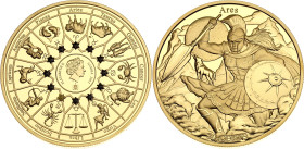 Samoa 20 Cents 2021. Gold plated copper; The Gods of Ancient Greece - Ares; Mintage: 3000 pcs; BUNC