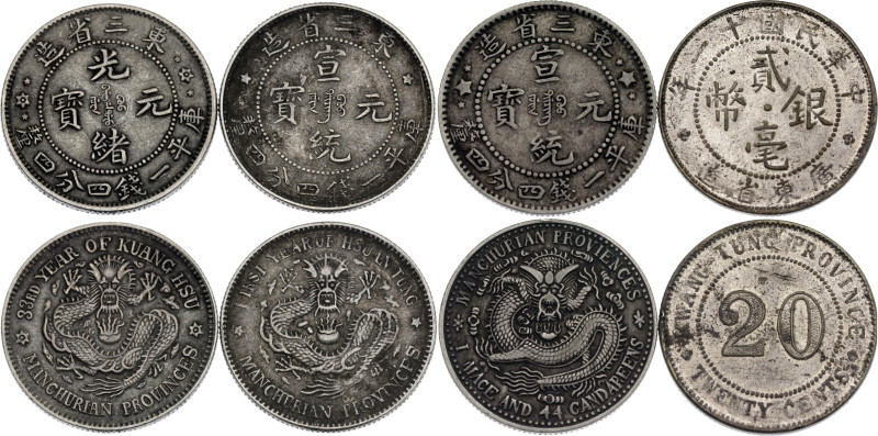 China 4 x 20 Cents 1907 - 1922 Provincial Coinage. Silver; Various Provinces & D...