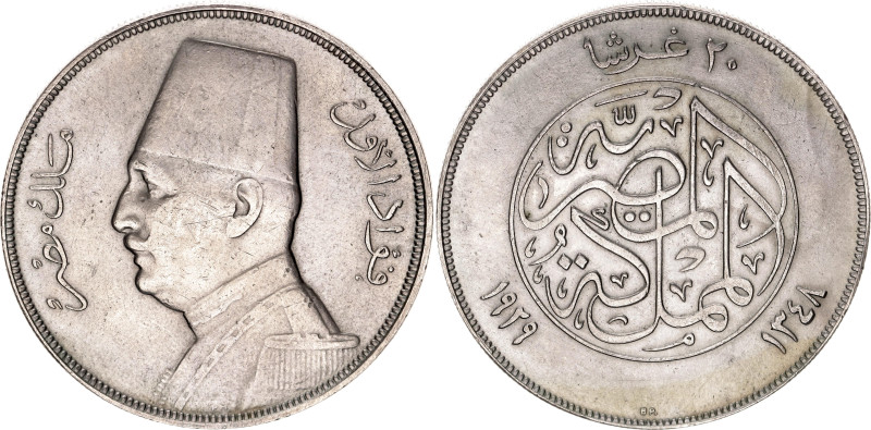 Egypt 20 Piastres 1929 BP AH 1348. KM# 352, N# 17842; Silver 28.00 g.; Ahmed Fua...