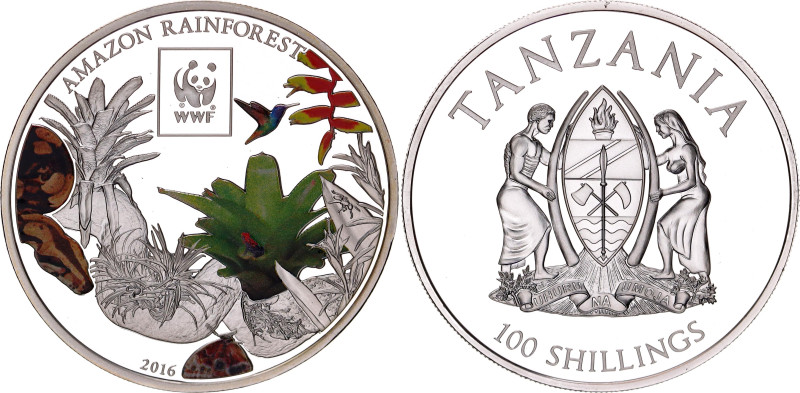 Tanzania 100 Shillings 2016. KM# 90, N# 173757; Silver plated copper-nickel 25 g...