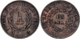 Argentina Buenos Aires 1 Real 1840. KM# 7, CJ# 16, N# 28983; Copper; XF/AUNC