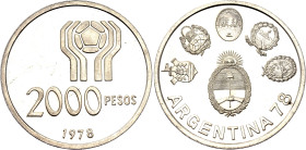 Argentina 2000 Pesos 1978. KM# 79, N# 14509; Silver 15 g.; World Football Championship; UNC