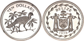 Belize 10 Dollars 1978 FM. KM# 45a, N# 21401; Copper-nickel., Proof; Avifauna of Belize - Great Curassow; Mintage: 3342 pcs