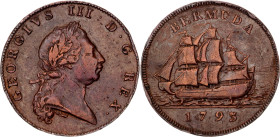 Bermuda 1 Penny 1793. KM# 5, Pr# 5, N# 8348; Copper; George III; VF/XF