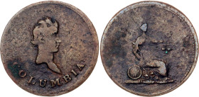 Canada Columbia 1 Farthing 1820 - 1830 (ND). Copper 2.69 g., 21 mm.; Britannia Seated on Shield Upon Waves; VF