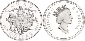 Canada 1 Dollar 1994. KM# 251, N# 23298; Silver 25.16 g., Proof; Elizabeth II; 25th Anniversary of the Last RCMP Northern Dog Team Patrol; With minor ...