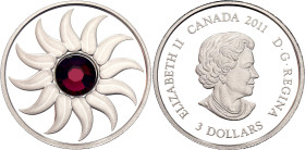 Canada 3 Dollars 2011. KM# 1123, N# 148125; Silver 7.96 g., Proof; Elizabeth II; July - Ruby; In original packing with certificate