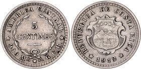 Costa Rica 5 Centimos 1912. KM# 145, N# 8735; Silver; XF