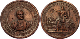Cuba Silver Plated Medal Fisrt President Tomas Estrada 1902. Silver Plated Copper 34.47 mm, 41.7 mm; By Buch; On the inauguration of the first preside...