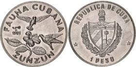 Cuba 1 Peso 1981. KM# 57, JMA# AAEE056, N# 14166; Copper-nickel; Bee Hummingbird; UNC