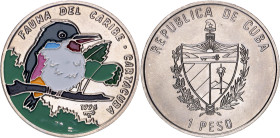 Cuba 1 Peso 1996. KM# 551, N# 57009; Copper-nickel; Caribbean Fauna Series - Cuban Tody Bird; UNC