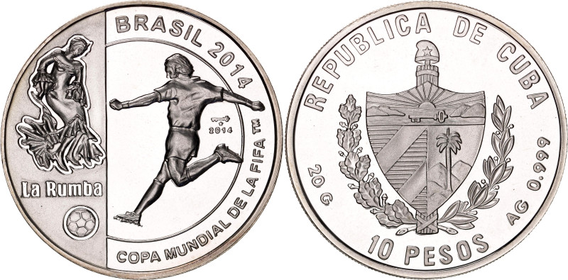 Cuba 10 Pesos 2014. N# 322427; Silver 20 g., Proof; 2014 FIFA World Cup Brazil