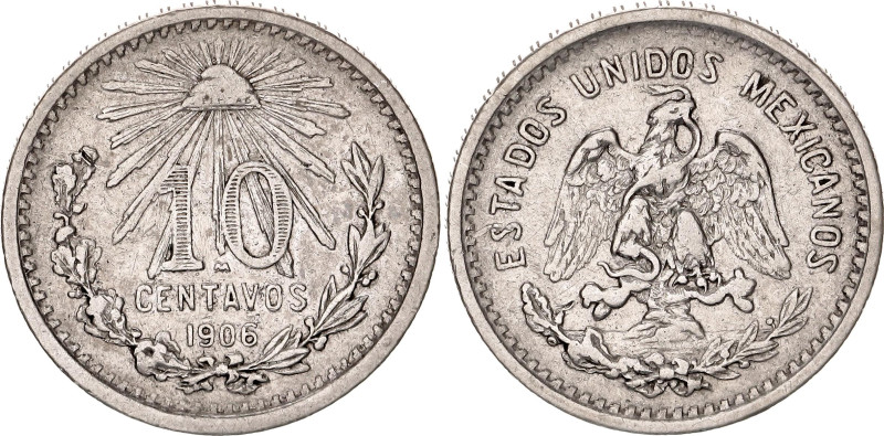 Mexico 10 Centavos 1906 M. KM# 428, N# 14459; Silver 2.5 g.; Mexico Mint; XF+...