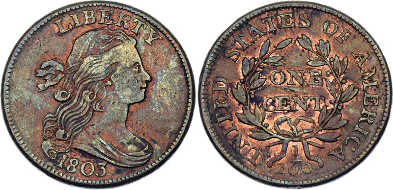 United States 1 Cent 1803. KM# 22, N# 16940; Copper; large date, large fraction;...