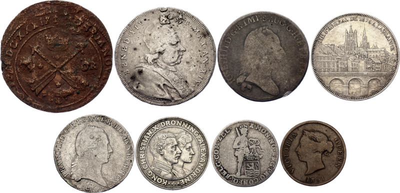 Europe Lot of 8 Coins 18th - 19th Century. With silver; Various Dates, Denominat...