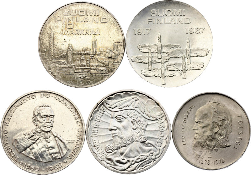 Europe Lot of 5 Coins 1969 - 1978. Silver., Total weight: 98.57 g; Various Count...