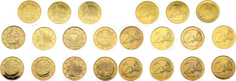 European Union 11 x 2 Euro 2008 -2009. Gold Plated; VF-XF