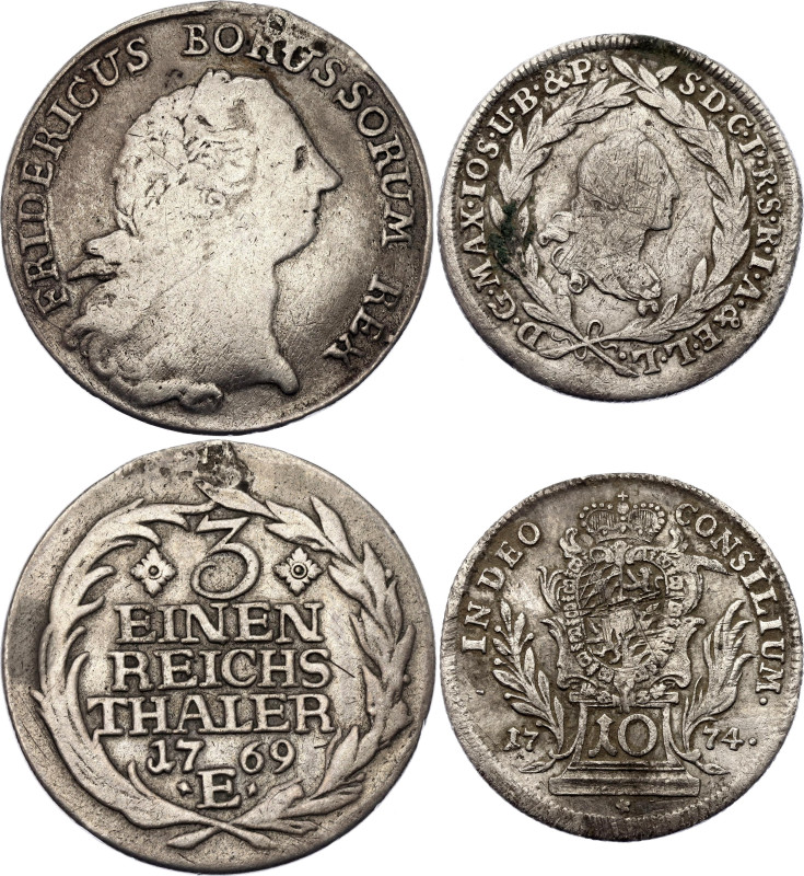 German States Prussia & Bavaria 1/3 Thaler - 10 Kreuzer 1769 - 1774. KM# 303, 52...