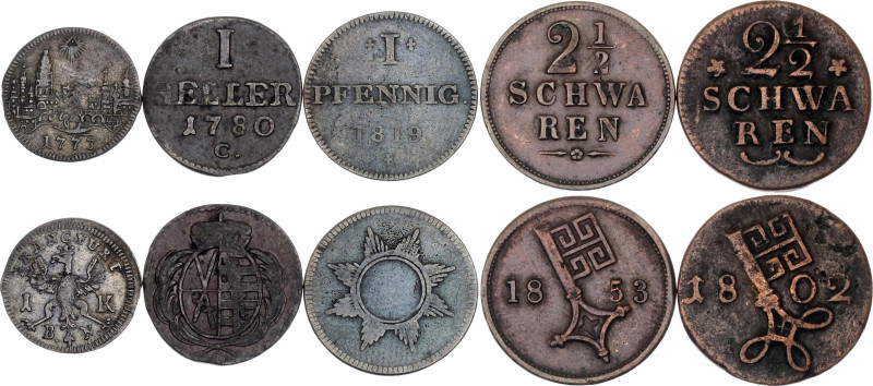 Germany Lot of 5 Coins 1773 - 1853. Variuos Composition; Various Dates, Denomina...