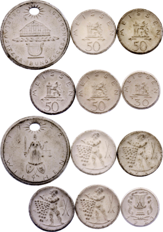 Germany - Weimar Republic Lot of 6 Coins 1921 - 1922. Porcelain; Various Motives...