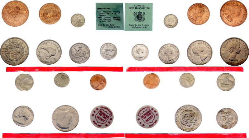 New Zealand & United States 2 x Annual Coin Set 1963 - 1971. Various Composition...