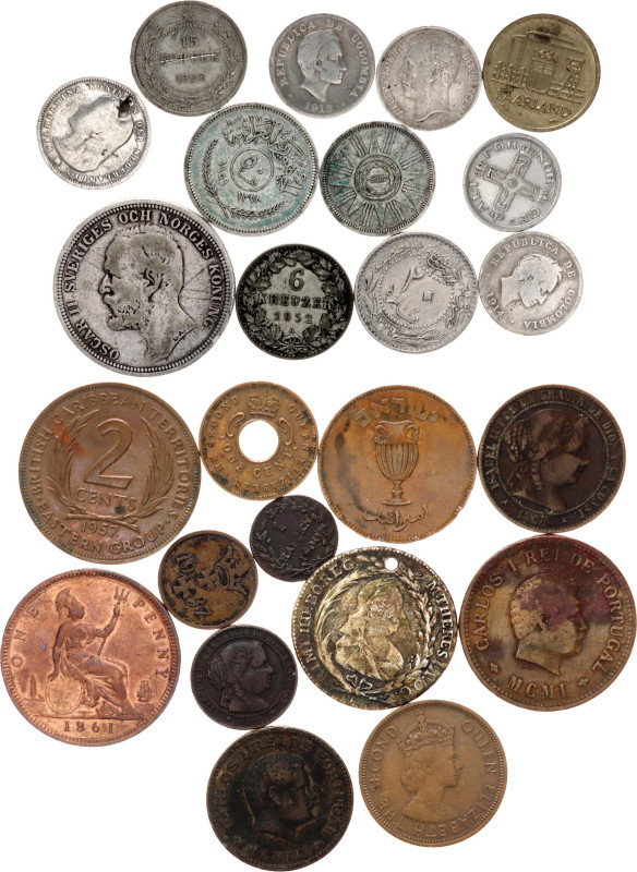 World Lot of 24 Coins 1780 - 1961. With Silver; Various Countries, Dates & Denom...