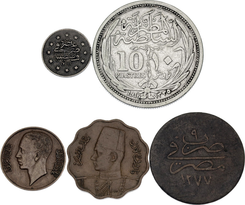 World Lot of 5 Coins 1860 - 1943. Various Countries, Dates & Denominations; With...