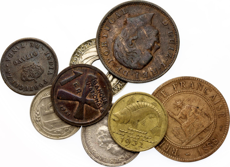 World Lot of 8 Coins 1883 - 1961. Various Countries, Dates & Denominations; With...