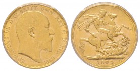 Edward VII 1901-1910
Sovereign, Perth, 1904 P, AU 7.98 g. 917‰
Ref: Fr. 34, KM#15, Spink 3972 
Conservation: PCGS AU58