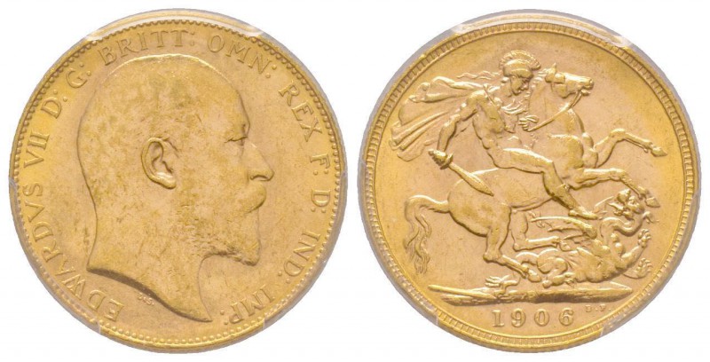 Edward VII 1901-1910
Sovereign, Perth, 1906 P, AU 7.98 g. 917‰
Ref: Fr. 34, KM#1...
