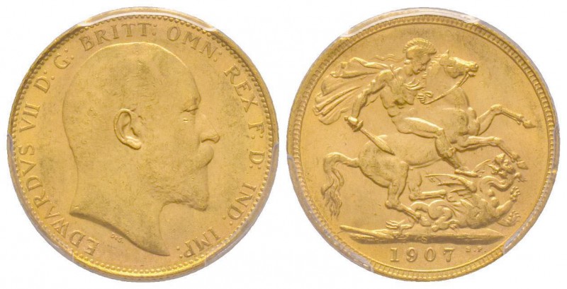 Edward VII 1901-1910
Sovereign, Sydney, 1907 S, AU 7.98 g. 917‰
Ref: Fr. 32, KM#...