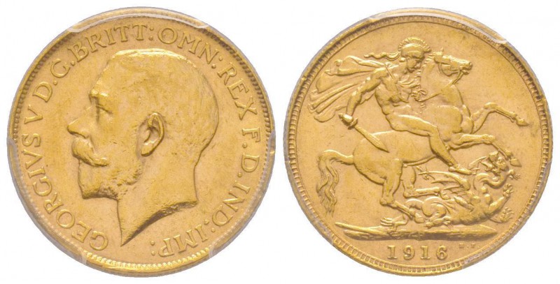 Australia, George V 1910-1936
Sovereign, Perth, 1916 P, AU 7.98 g. 917‰ 
Ref : F...