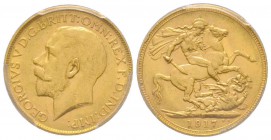 Australia, George V 1910-1936
Sovereign, Perth, 1917 P, AU 7.98 g. 917‰ 
Ref : Fr. 40, KM#29, Spink 4001 
Conservation : PCGS AU58
