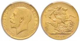 Australia, George V 1910-1936
Sovereign, Melbourne, 1918 M, AU 7.98 g. 917‰ Ref : Fr. 39, KM#29, Spink 3999 
Conservation : PCGS MS62