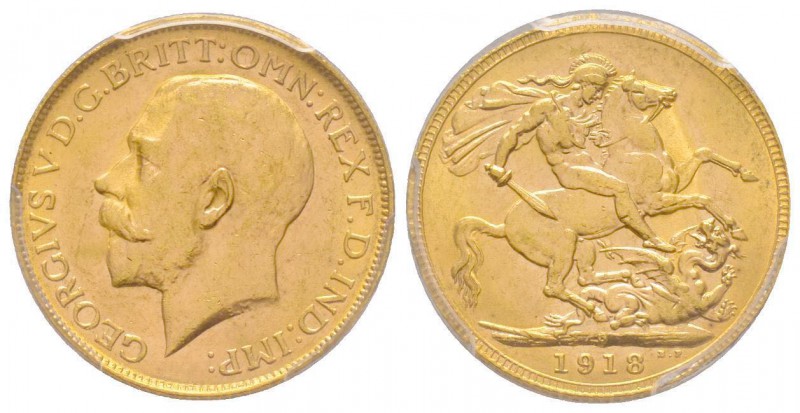 Australia, George V 1910-1936
Sovereign, Perth, 1918 P, AU 7.98 g. 917‰ 
Ref : F...