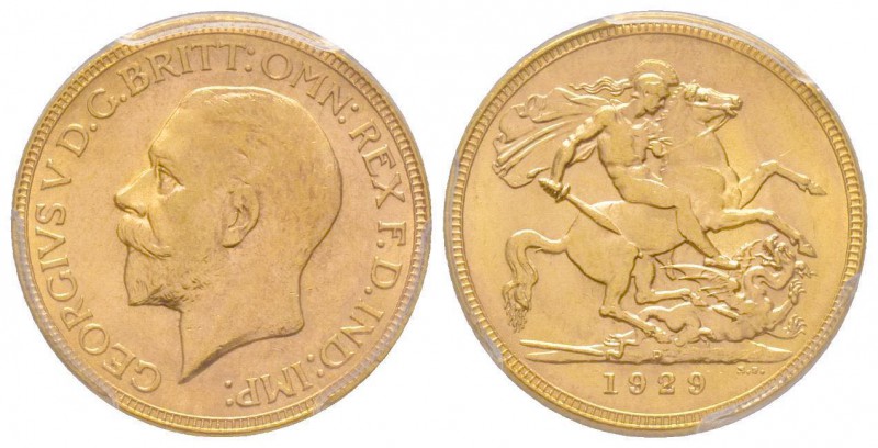 Australia, George V 1910-1936
Sovereign, Perth, 1929 P, AU 7.98 g. 917‰ 
Ref : F...